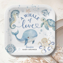 Whale Baby Shower Boy Blue Ocean