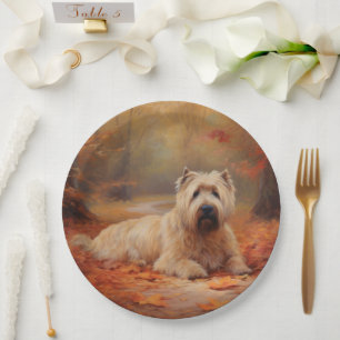 Assiettes En Carton Wheaten Terrier dans les feuilles d'automne automn