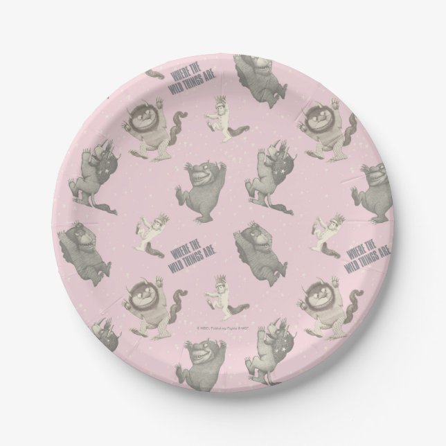 Assiettes En Carton Where the Wild Things Are Pink Star Pattern (Devant)