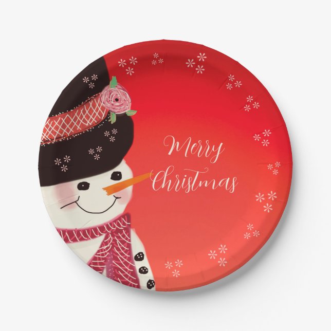Assiettes En Carton Whimman Snowman Art Round (Devant)
