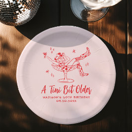 Assiettes En Carton Whimsical A Tini Bit Anniversaire rose et rouge