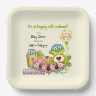 Assiettes En Carton Whimsical Boy Frog Baby shower personnalisé