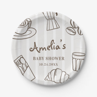 Assiettes En Carton Whimsical Cafe Bebe Stripe Baby Shower