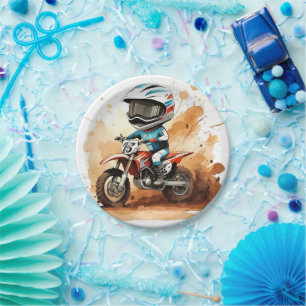 Assiettes En Carton Whimsical Dirt Wheels Motorcycle Anniversaire