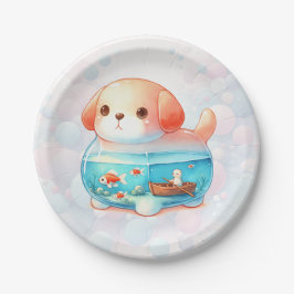 Assiettes En Carton Whimsical Dog Adventure Anniversaire Plaque en pap