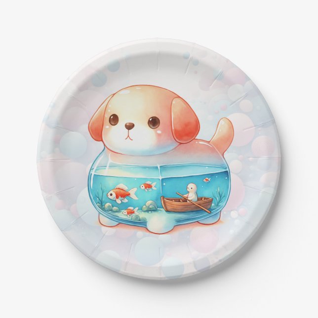 Assiettes En Carton Whimsical Dog Adventure Anniversaire Plaque en pap (Devant)