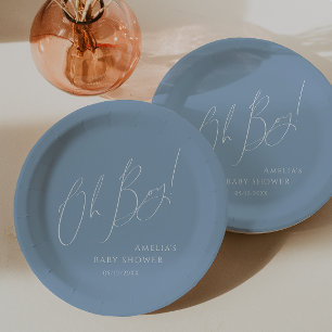 Assiettes En Carton Whimsical Dusty Blue Oh mon garçon ! Baby shower