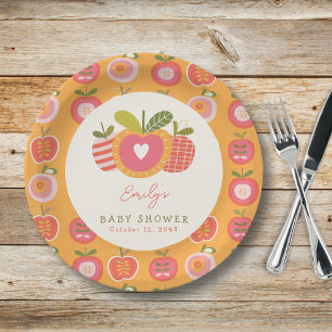 Assiettes En Carton Whimsical Fall Apple thème Baby shower Orange