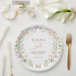Assiettes En Carton Whimsical Fleur sauvage Fairytale Garden Wedding
