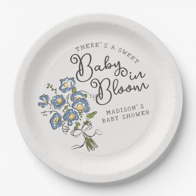 Assiettes En Carton Whimsical Garden Party Baby shower floral (Devant)