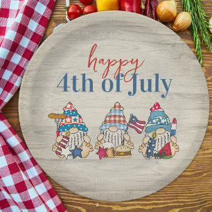 Assiettes En Carton Whimsical Gnomes BBQ Farmhouse 4 juillet
