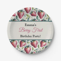 Whimsical Green Strawberry Nom de l'anniversaire