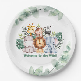 Assiettes En Carton Whimsical Jungle Safari Animal Birthday Invitation