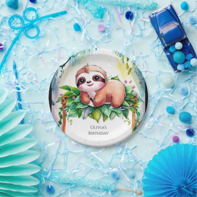 Assiettes En Carton Whimsical Kids Slothday (Fête)