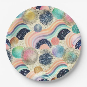 Assiettes En Carton Whimsical Pastel Rainbow Waves & Parties scintilla