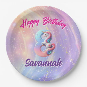 Assiettes En Carton Whimsical Pastel Unicorn 8 fête d'anniversaire