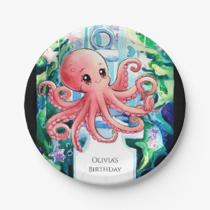 Assiettes En Carton Whimsical Under the Sea Octopus Birthday
