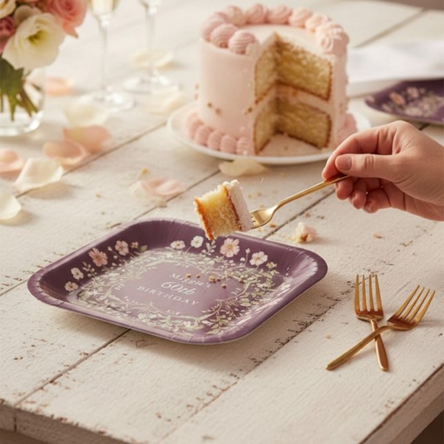 Assiettes En Carton Whimsical Wildflower 60th Birthday Plates (Créateur téléchargé)