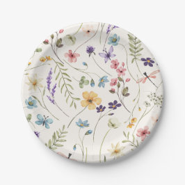 Assiettes En Carton Whimsical Wildflowers Meadow Wedding
