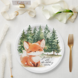 Assiettes En Carton Whimsical Woodland Baby Fox 4e anniversaire
