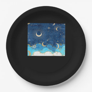 Assiettes En Carton Whimsigoth Nuages Sun Moon Witchy Classic