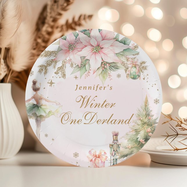 Assiettes En Carton Whimsski Winter Onederland Pastel rose anniversair (Créateur téléchargé)
