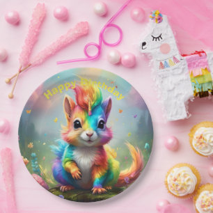 Assiettes En Carton Whiskers of Wonder : L'écureuil à licorne arc-en-c
