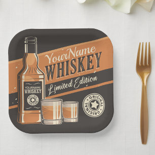 Assiettes En Carton Whiskey Liquor Bottle Western Bar