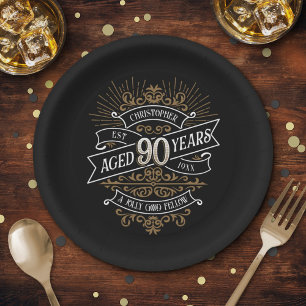Assiettes En Carton Whiskey Mens Funny 90e anniversaire