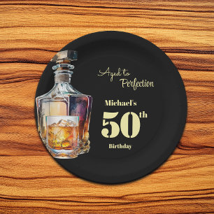 Assiettes En Carton Whisky d'anniversaire 50 ans pour homme vieilli à
