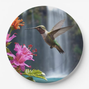 Assiettes En Carton "Whispers of Nature : Hummingbird, Cascade