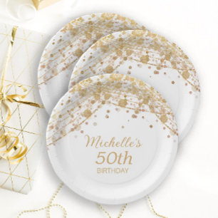 Assiettes En Carton White Gold Parties scintillant String lumières fêt