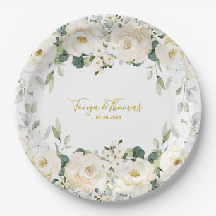 Assiettes En Carton White Peony Epiphany Mariage 9 pouces Dîner