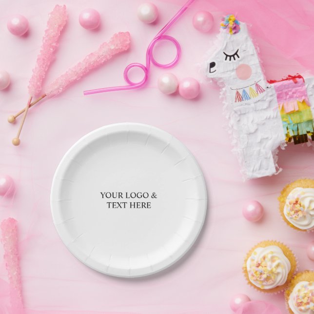 Assiettes En Carton White Personalized – Your Logo & Text Here (Fête)