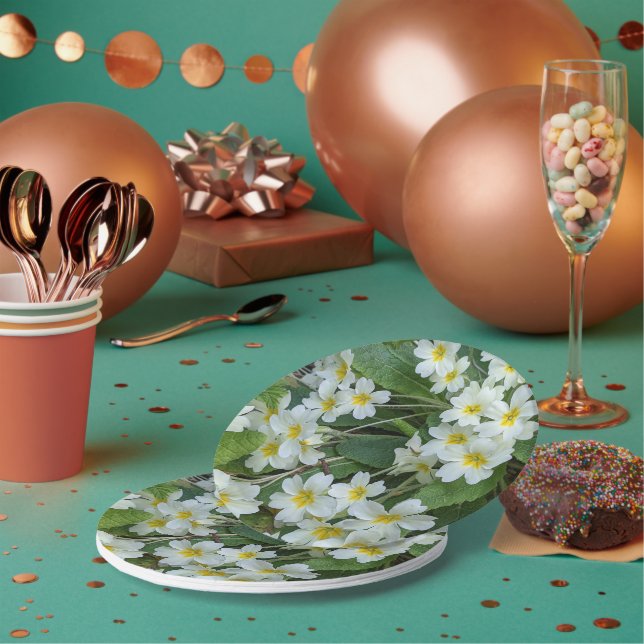 Assiettes En Carton White Primroses Floral Tea Party (Multi)
