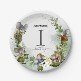 Assiettes En Carton Wild Mice 1er Anniversaire Fête Invitation