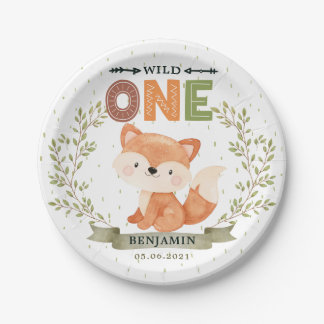 Assiettes En Carton Wild One Baby Fox 1st Birthday Papier Plaque