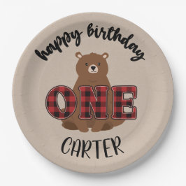 Assiettes En Carton Wild One Bear Bonne fête d'anniversaire