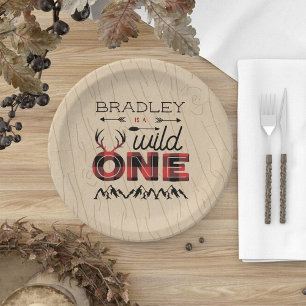 Assiettes En Carton Wild One Boys Rustic Plaid Lumberjack 1er annivers
