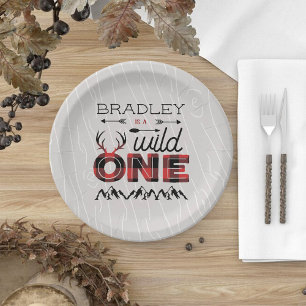 Assiettes En Carton Wild One Boys Rustic Plaid Lumberjack 1er annivers