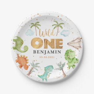 Assiettes En Carton Wild One Dinosaures 1er Anniversaire Plaque Papier