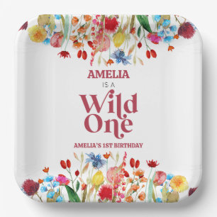 Assiettes En Carton Wild One Fleur sauvage 1er anniversaire
