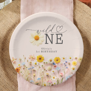 Assiettes En Carton Wild One Girl 1st Birthday Fleur sauvage