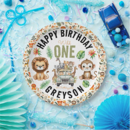 Assiettes En Carton Wild One Jungle Adventure 1er anniversaire