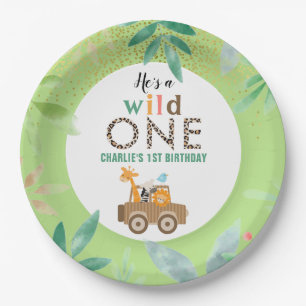 Assiettes En Carton Wild One Jungle Safari Animaux 1er Anniversaire 