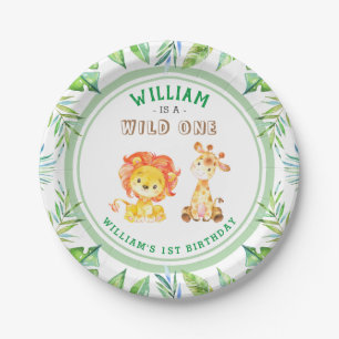 Assiettes En Carton Wild One Jungle Safari Baby Boy 1er Birthday Party