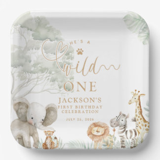 Assiettes En Carton Wild One Jungle Safari Paper Plates