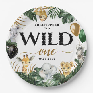 Assiettes En Carton Wild One Jungle Safari Thème 1er Anniversaire Papi