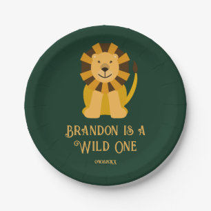 Assiettes En Carton Wild One Lion fête d'anniversaire Jungle Safari