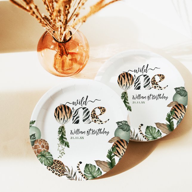 Assiettes En Carton Wild One moderne genre Neutre 1er anniversaire (Créateur téléchargé)